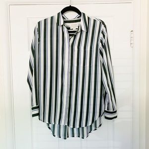 Ivory Striped Button Front Blouse